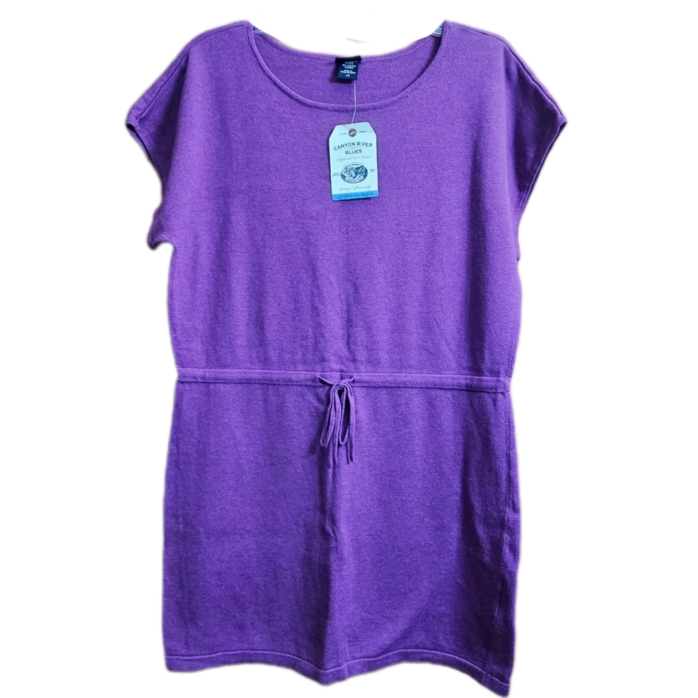 Canyon River Blues womens fuschia short sleeve tunic sweater drawstring dress